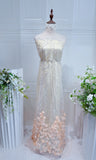 S21-136 3D flower bead embroidery  lace fabric high quality net lace fabric for wedding bridal  evening dress