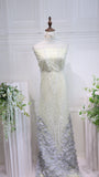 YC-382  3D flower bead embroidery  lace fabric high quality net lace fabric for wedding bridal  evening dress