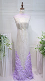 YC-382  3D flower bead embroidery  lace fabric high quality net lace fabric for wedding bridal  evening dress