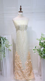 YC-382  3D flower bead embroidery  lace fabric high quality net lace fabric for wedding bridal  evening dress